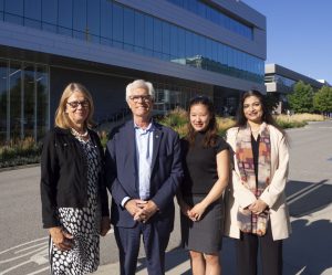 From left: Deborah Buszard, Minister Carr, Yu Teshima (fourth-year management student) and Ananya Mukherjee Reed